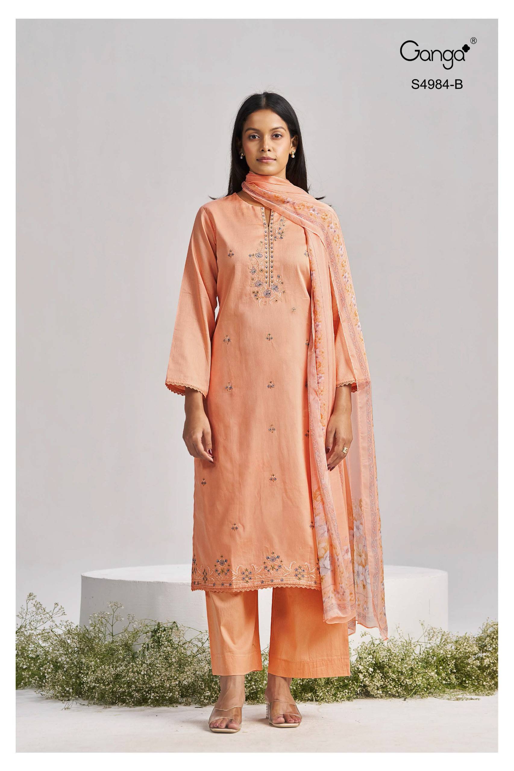 LISHKA 4984 SERIES BY GANGA FASHION Beautiful ColourfulCOTTON SATIN Dresses At Wholesale Price